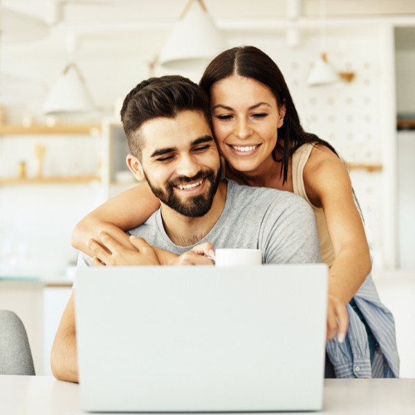 A happy couple in a new home